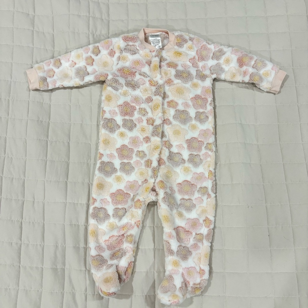 Baby Gear Plush Footie Floral Pajamas 6-9M
